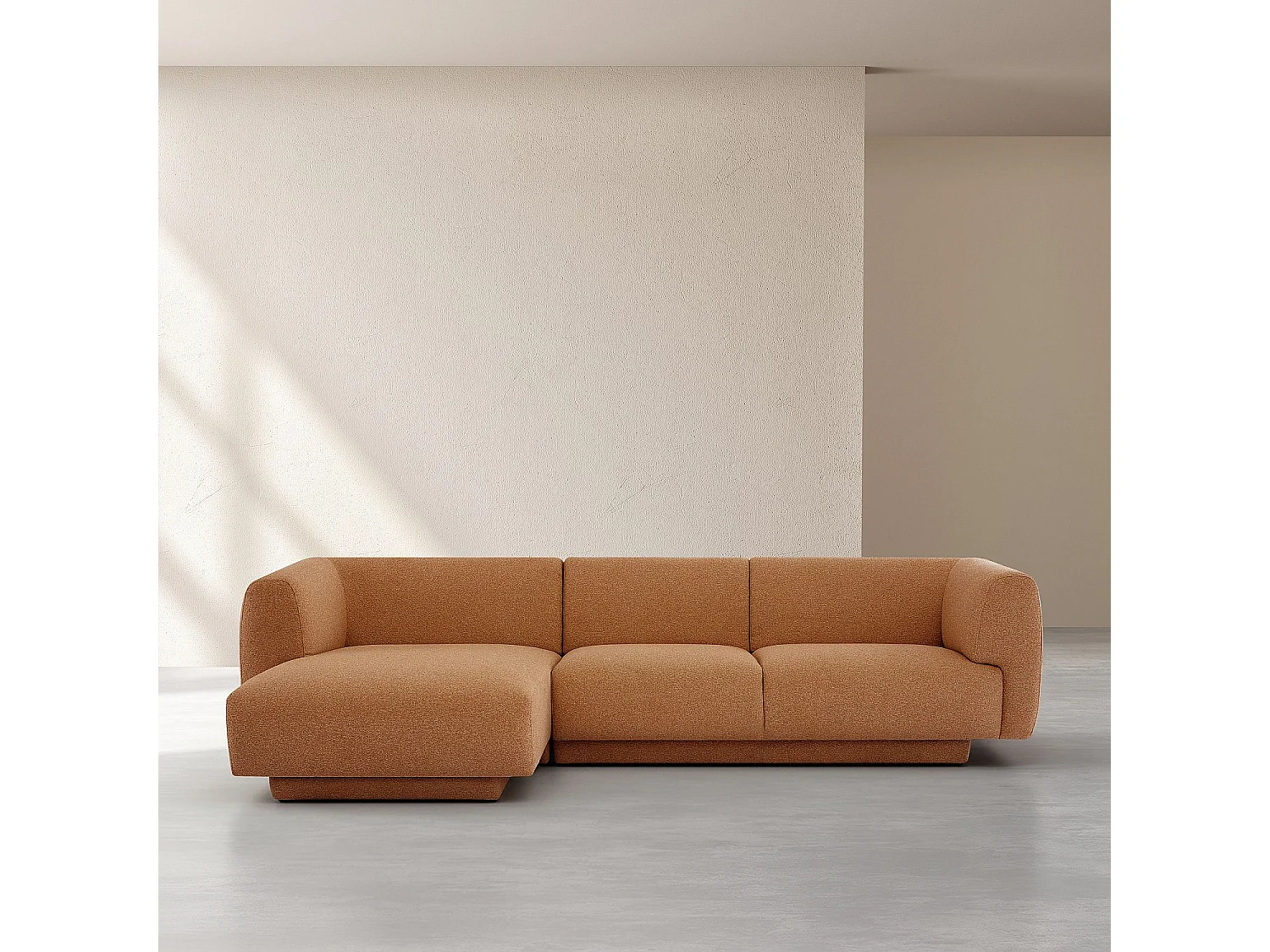 Habitat - Grand canapé d'angle gauche en tissu texturé - Terracotta - Design by Federica Francini - Austin