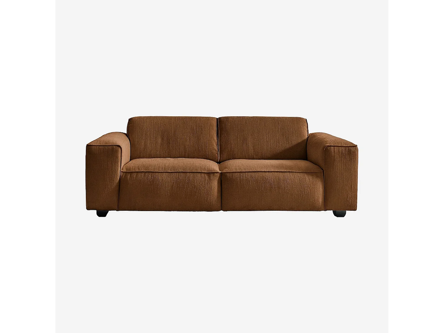 Canapé 3 places en tissu bouclette courte Mira - Marron noisette