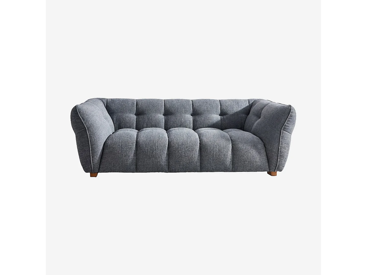 Canapé 3 places en tissu bouclette courte Mira - Bleu denim