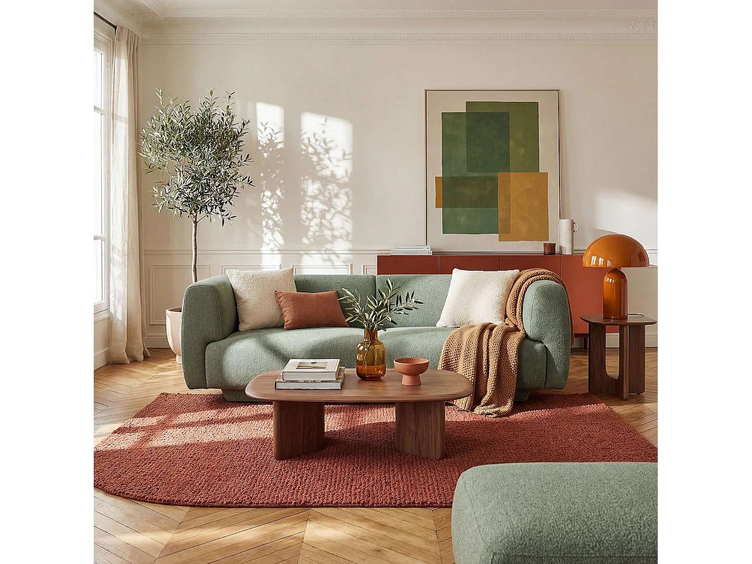 Habitat - Canapé 2 places en tissu texturé - Vert sapin - Design by Federica Francini - Austin