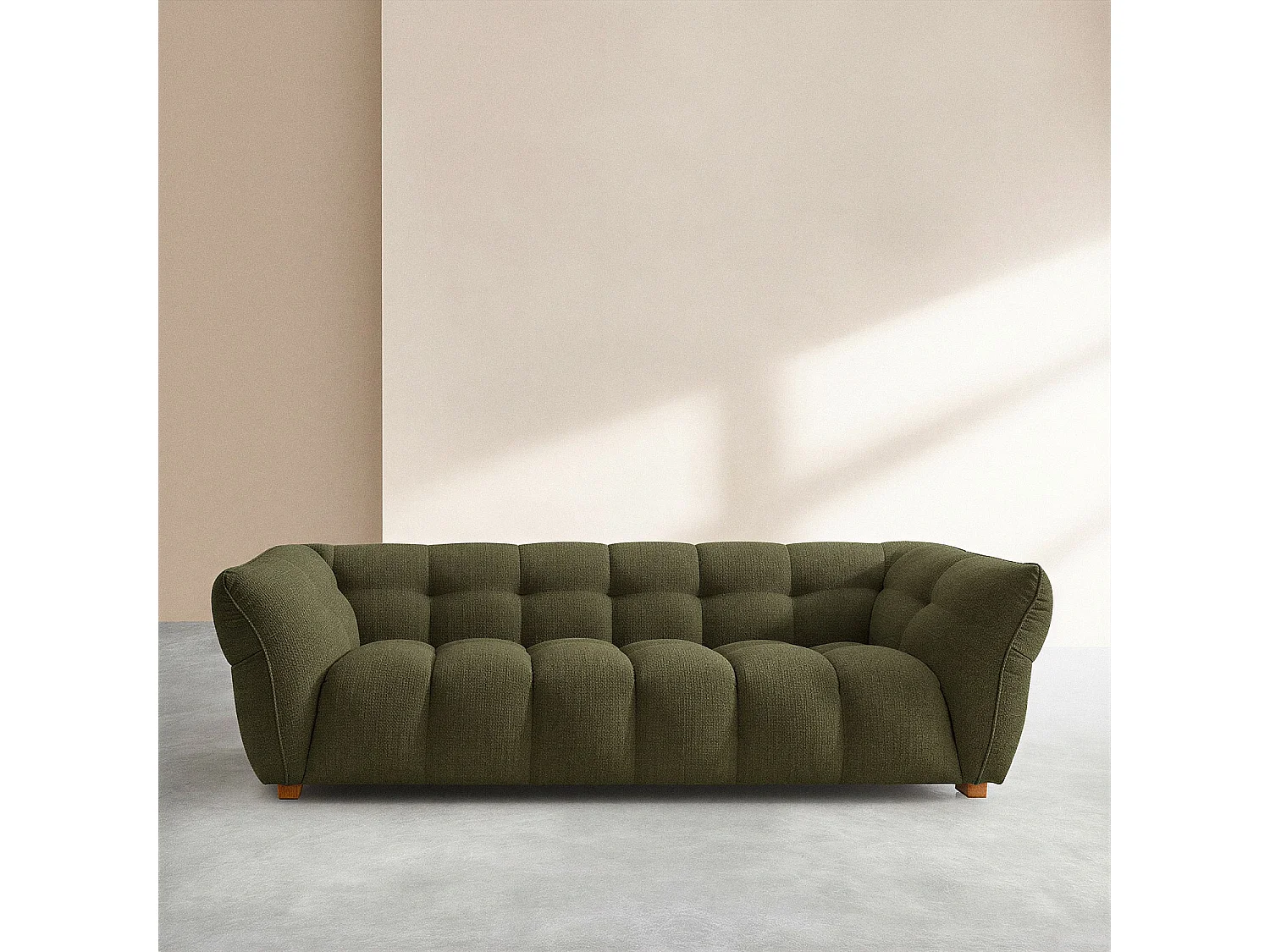 Habitat - Canapé 4 places en tissu bouclette courte Mira - Vert sapin - Dalvi