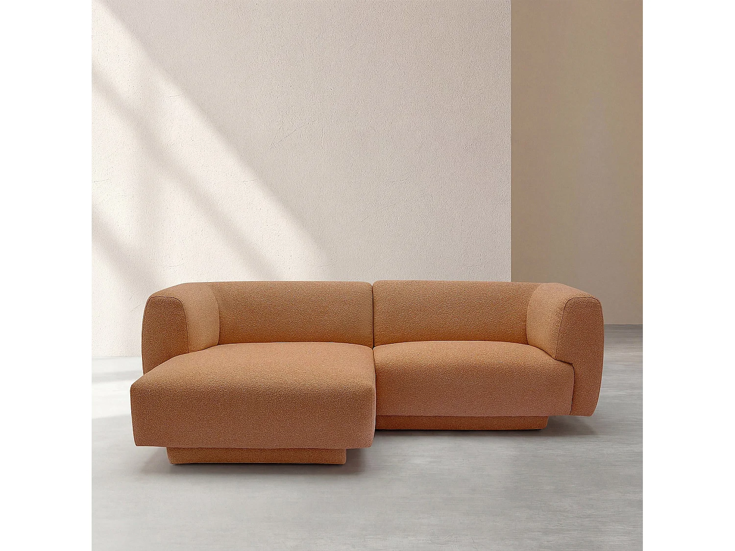Canapé d'angle gauche en tissu texturé - Terracotta - Design by Federica Francini