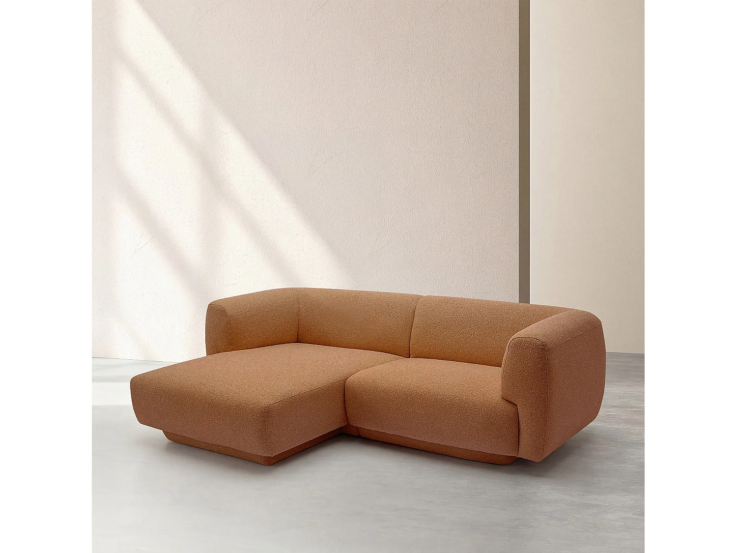 Canapé d'angle gauche en tissu texturé - Terracotta - Design by Federica Francini