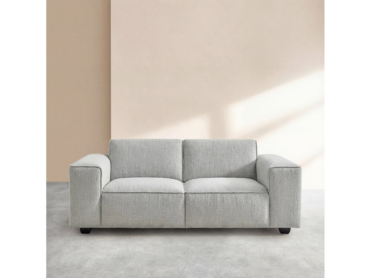 Habitat - Canapé 2 places en tissu bouclette courte Mira - Gris perle - Posada II