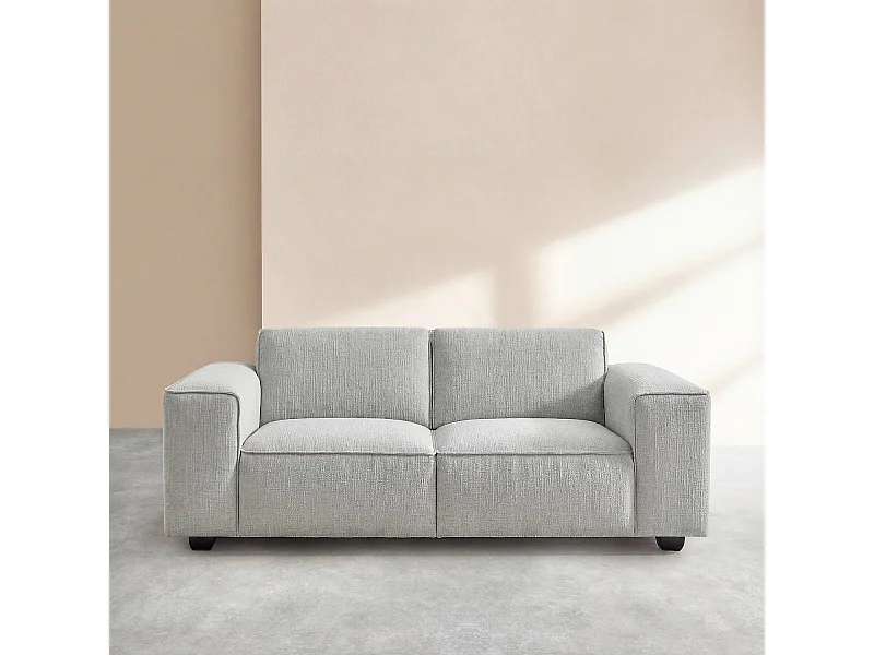 Habitat - Canapé 2 places en tissu bouclette courte Mira - Gris perle - Posada II