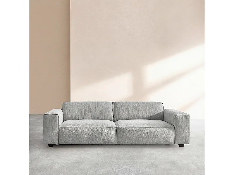 Habitat - Canapé 4 places en tissu bouclette courte Mira - Gris perle - Posada II