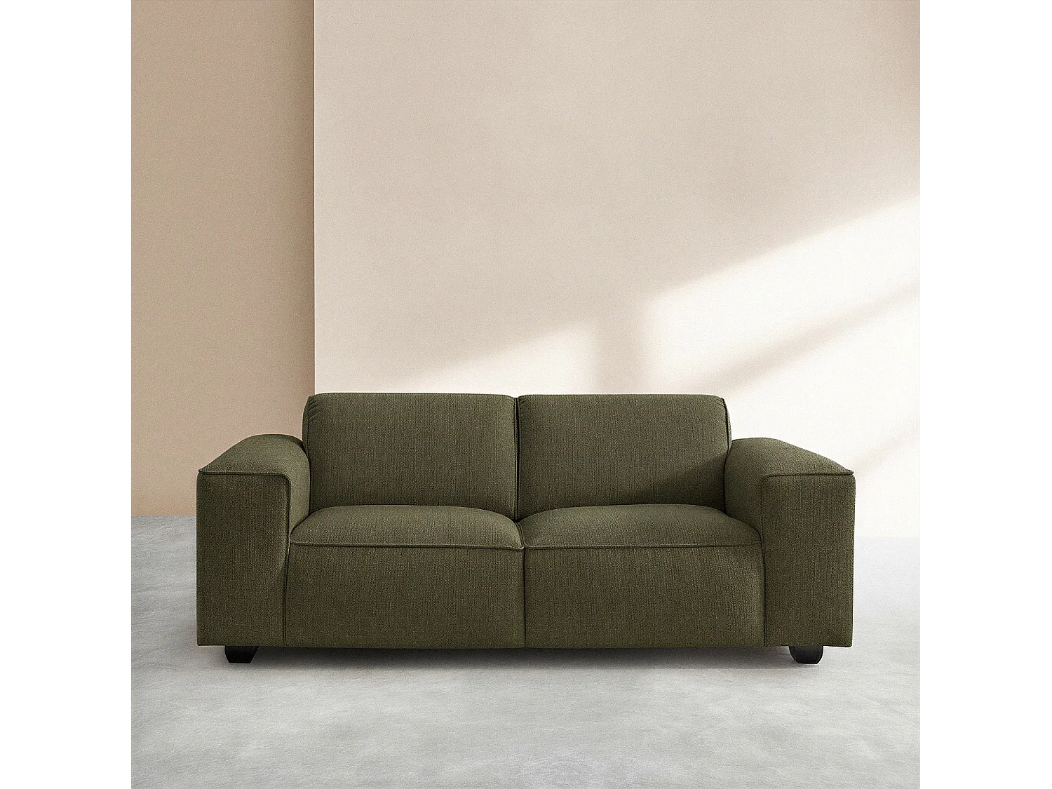 Habitat - Canapé 2 places en tissu bouclette courte Mira - Vert sapin - Posada II