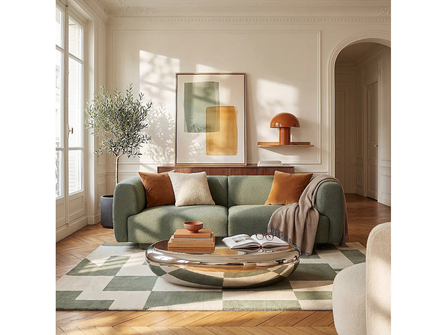 Habitat - Canapé 3 places en tissu texturé - Vert sapin - Design by Federica Francini - Austin