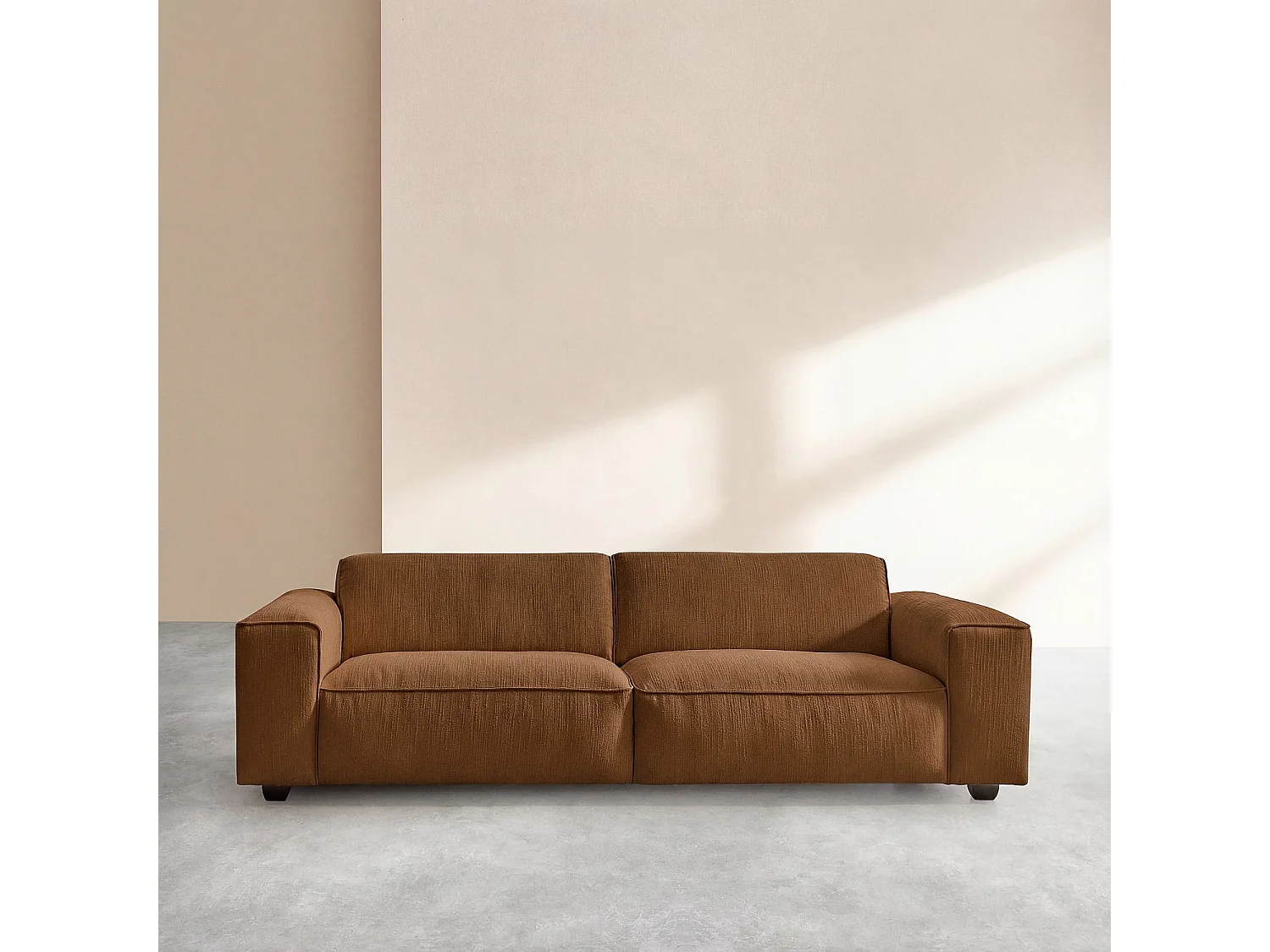 Habitat - Canapé 4 places en tissu bouclette courte Mira - Marron noisette - Posada II