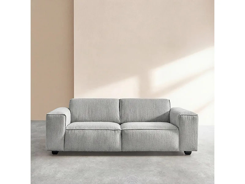 Habitat - Canapé 3 places en tissu bouclette courte Mira - Gris perle - Posada II