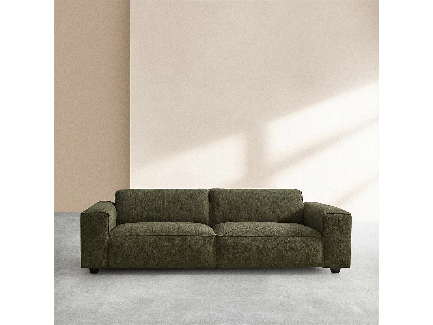 Canapé 4 places en tissu bouclette courte Mira - Vert sapin