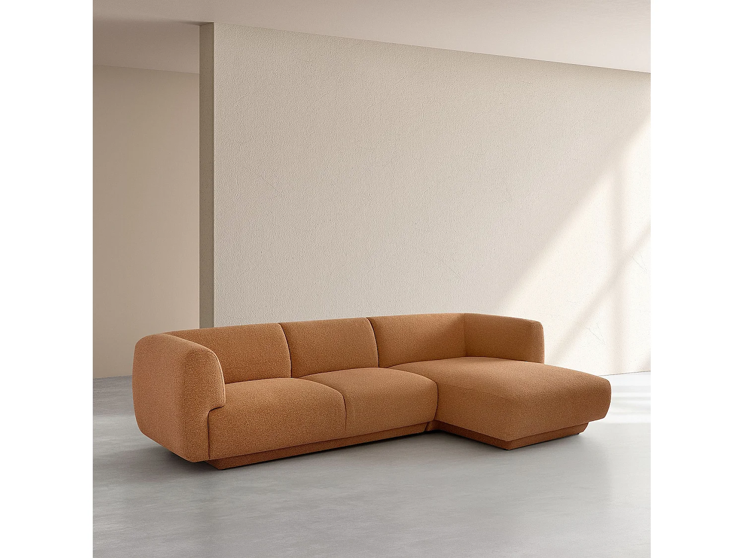 Habitat - Grand canapé d'angle droit en tissu texturé - Terracotta - Design by Federica Francini - Austin