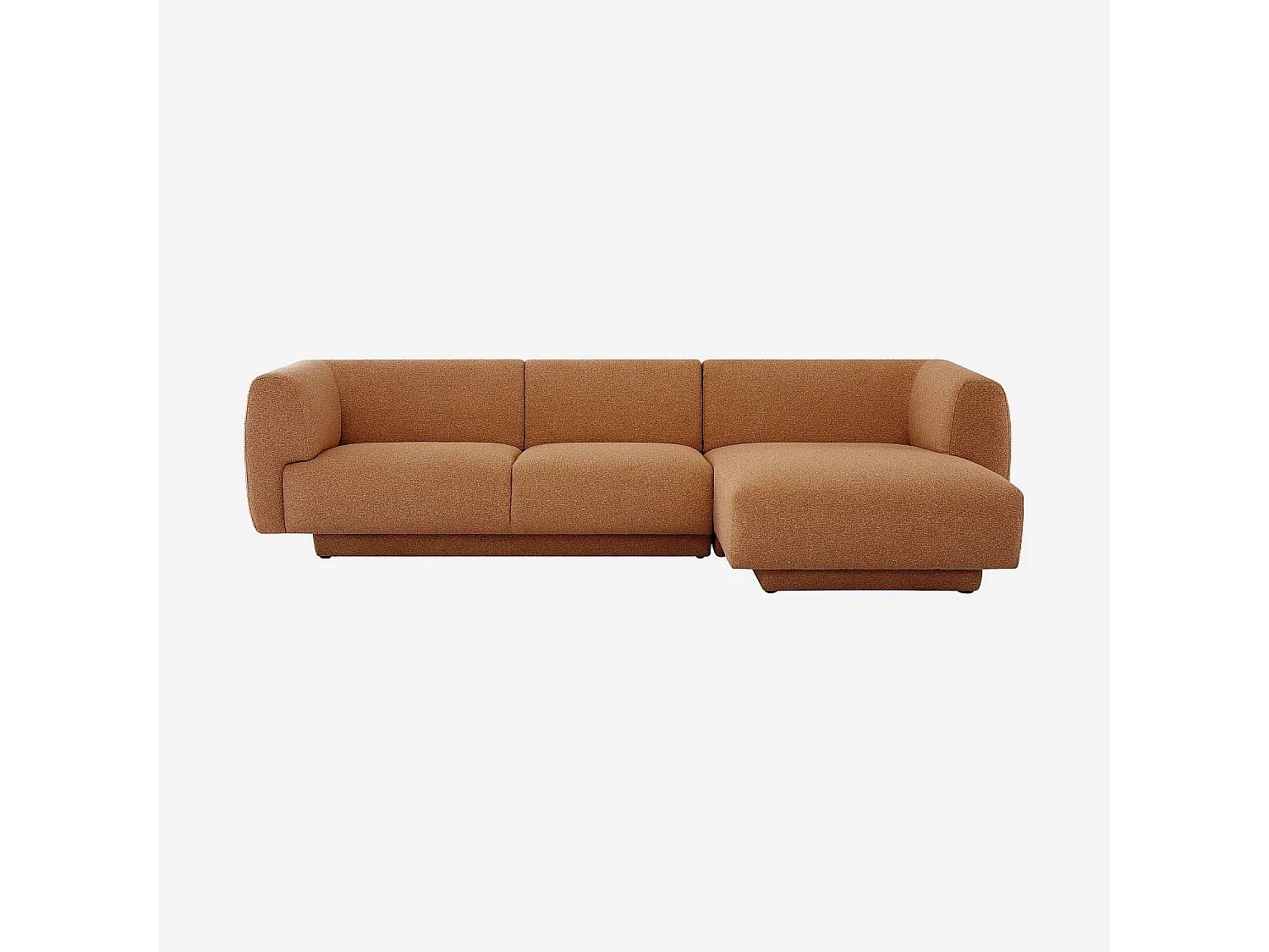 Grand canapé d'angle droit en tissu texturé - Terracotta - Design by Federica Francini