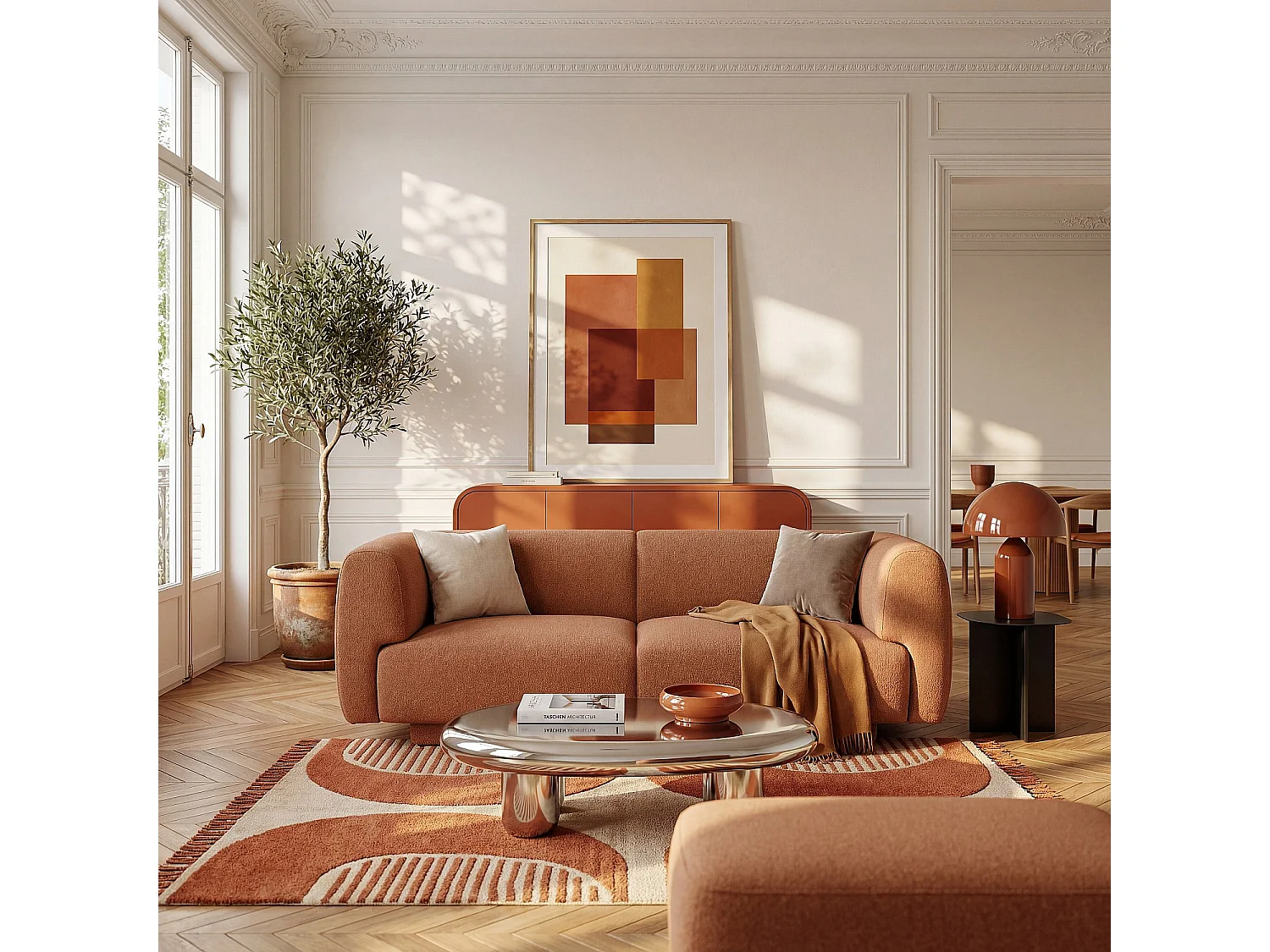 Habitat - Canapé 3 places en tissu texturé - Terracotta - Design by Federica Francini - Austin