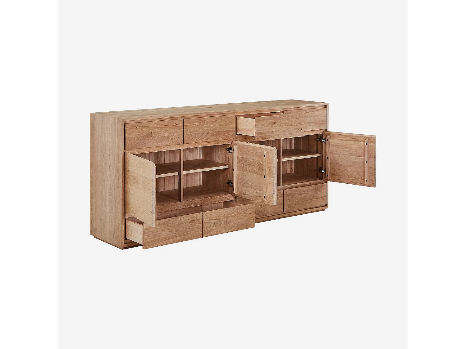 Buffet 4 portes et 6 tiroirs en chêne massif - Naturel