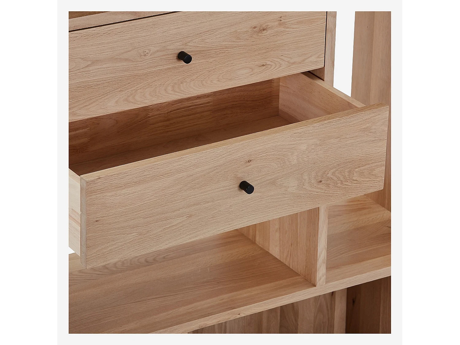 Habitat - Bibliothèque 2 tiroirs en chêne massif - Naturel - Eugenie