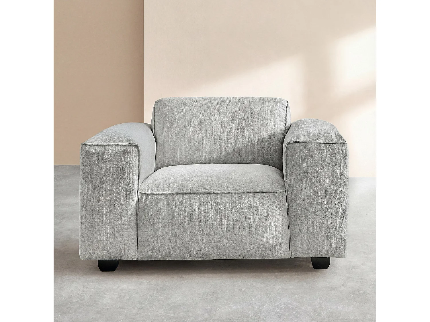 Fauteuil en tissu bouclette courte Mira - Gris perle