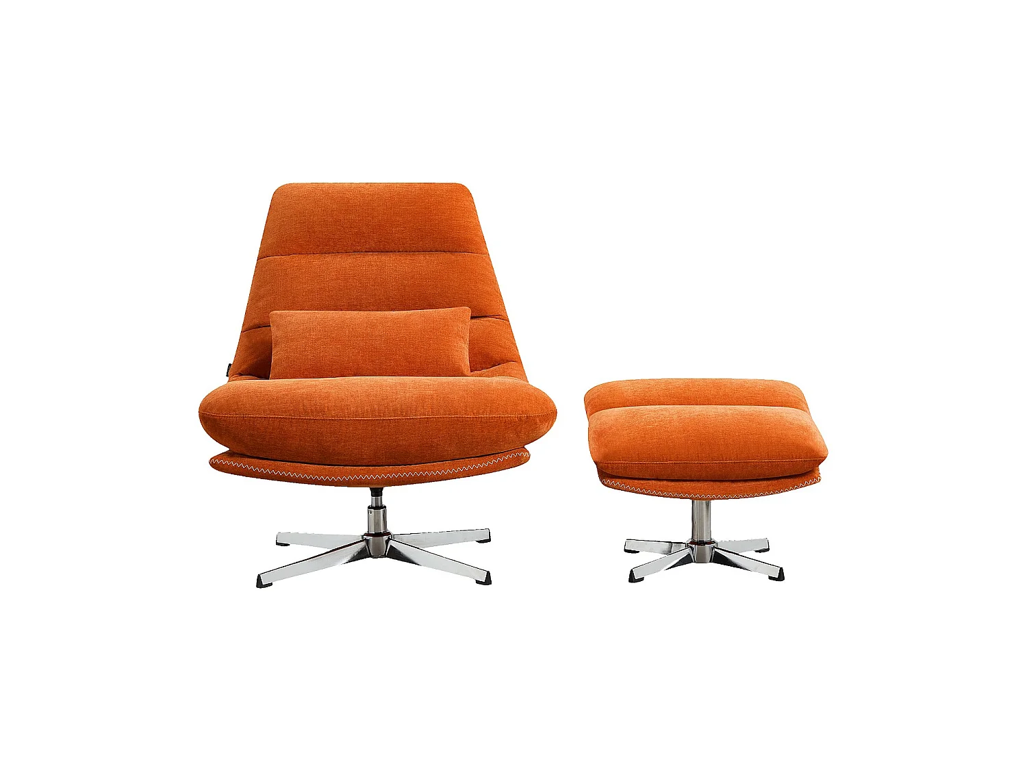 Habitat - Fauteuil pivotant avec repose-pieds en tissu et métal chromé - Orange - Oderzo