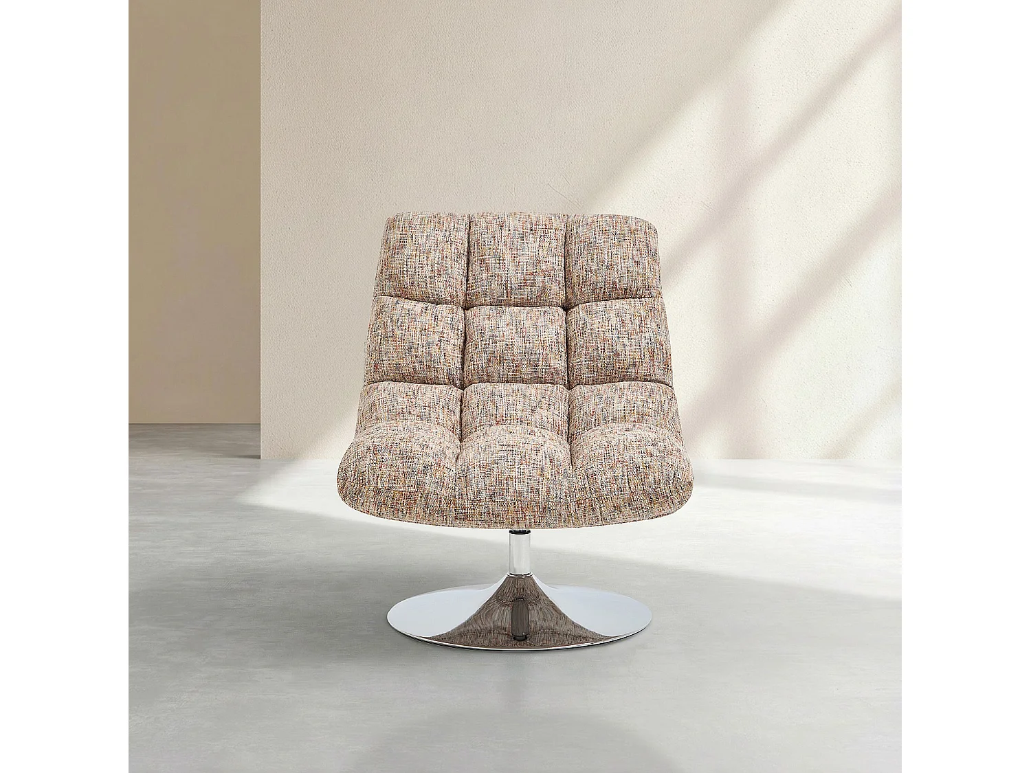 Fauteuil pivotant en tissu chenille et métal chromé - Terrazzo