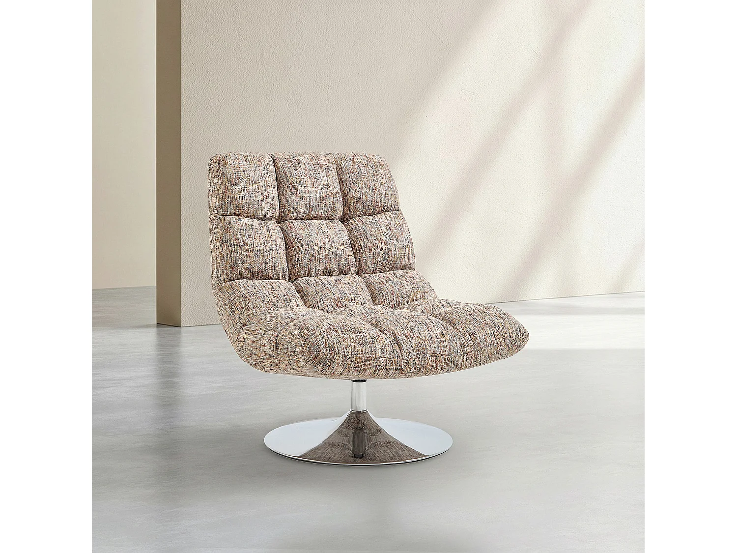 Fauteuil pivotant en tissu chenille et métal chromé - Terrazzo