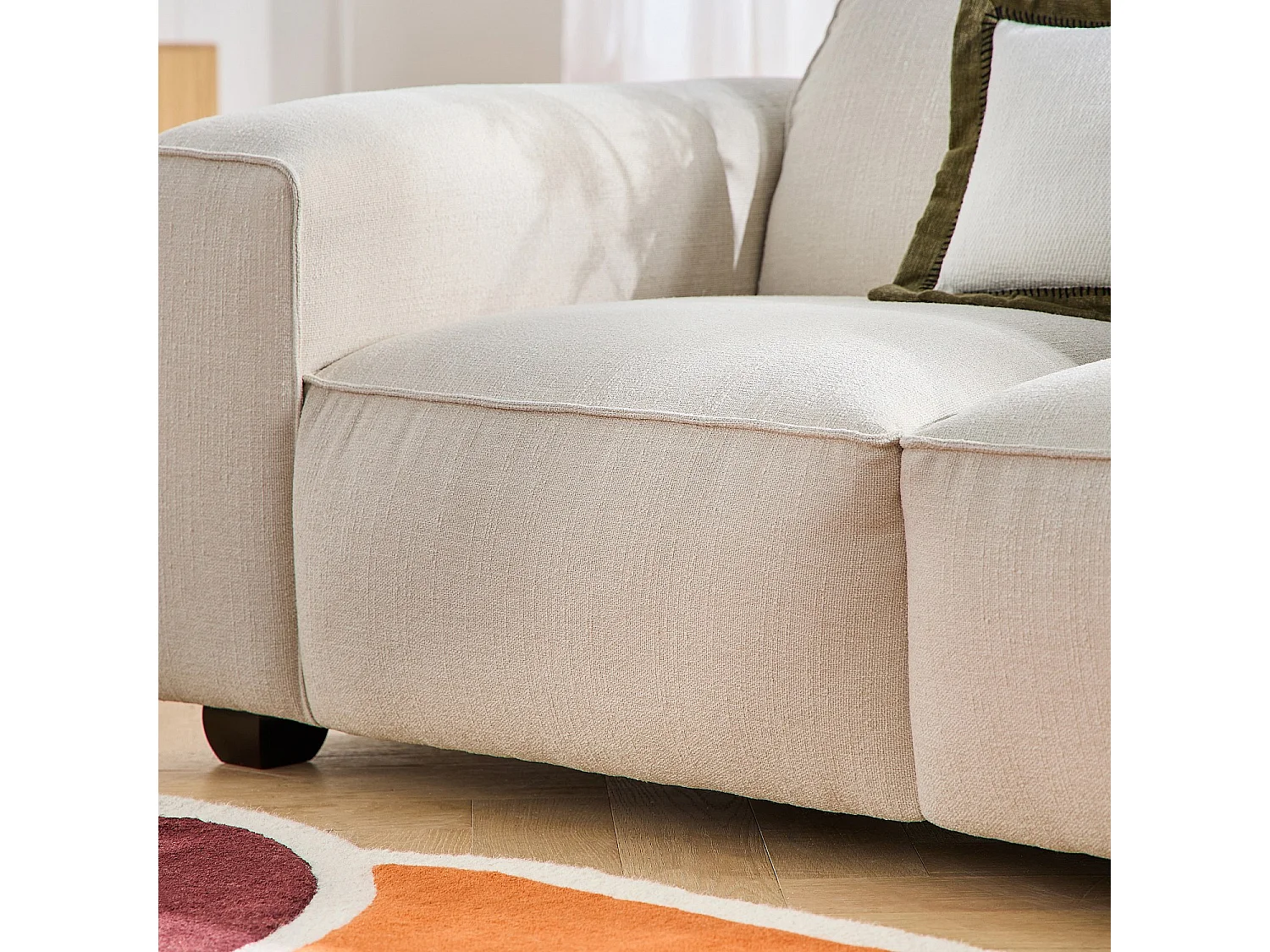 Ensemble de canapés 2 et 3 places en tissu bouclette courte Mira - Ivoire