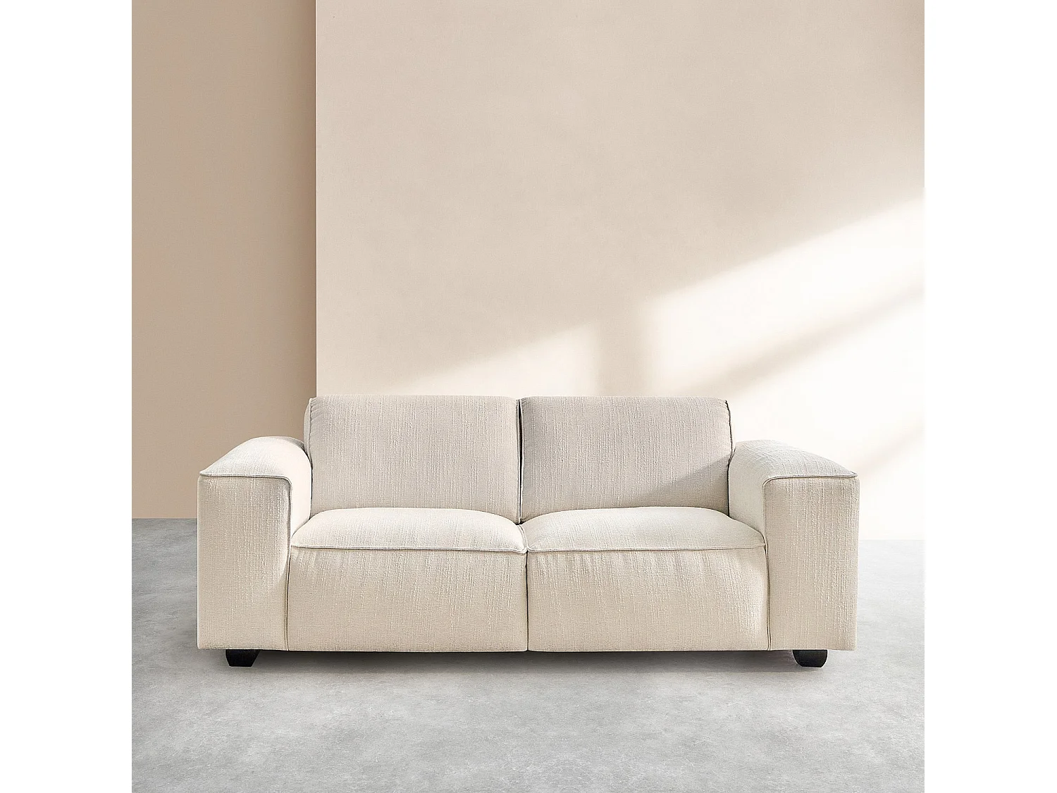 Ensemble de canapés 2 et 3 places en tissu bouclette courte Mira - Ivoire