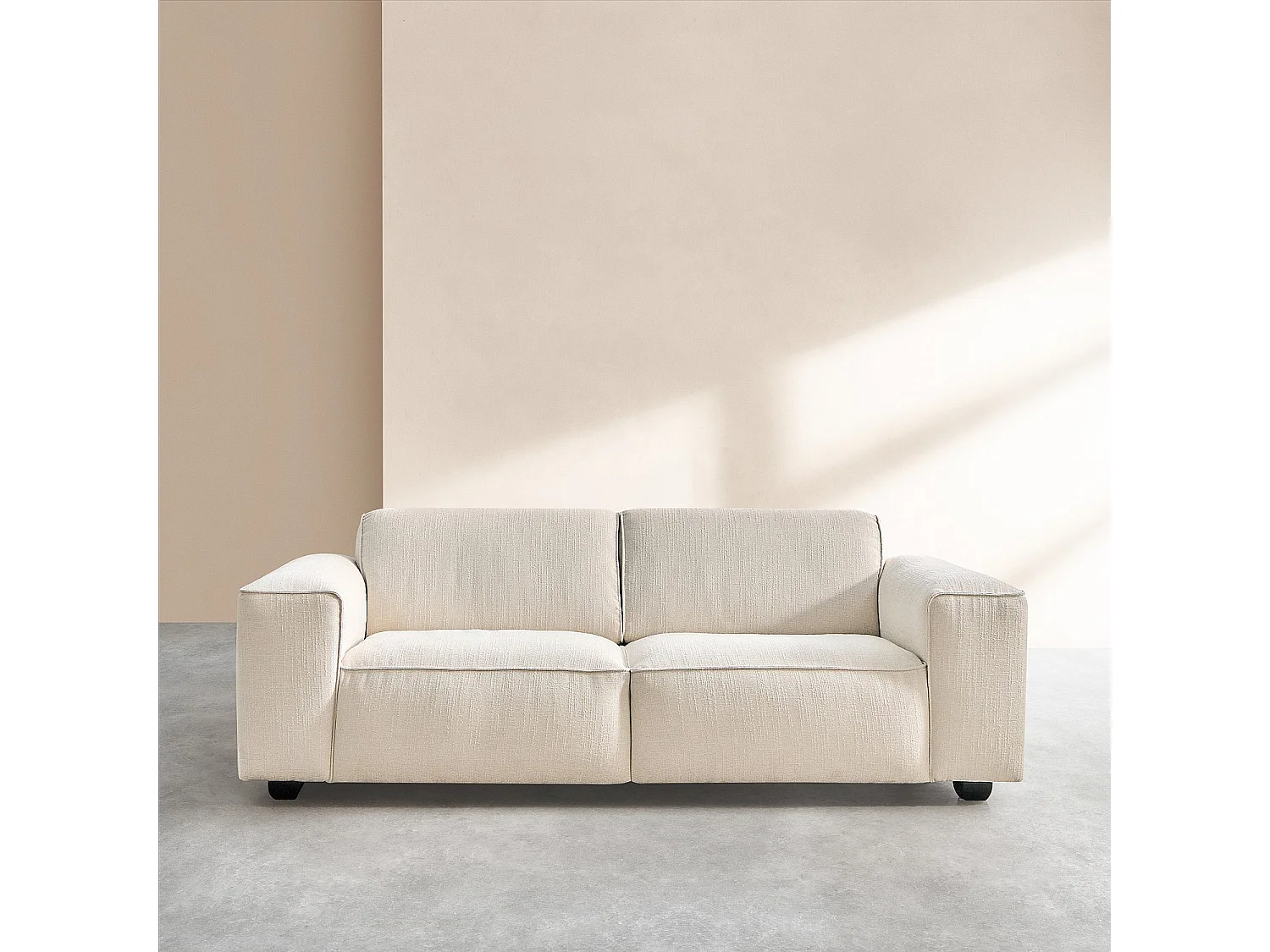 Ensemble de canapés 2 et 3 places en tissu bouclette courte Mira - Ivoire