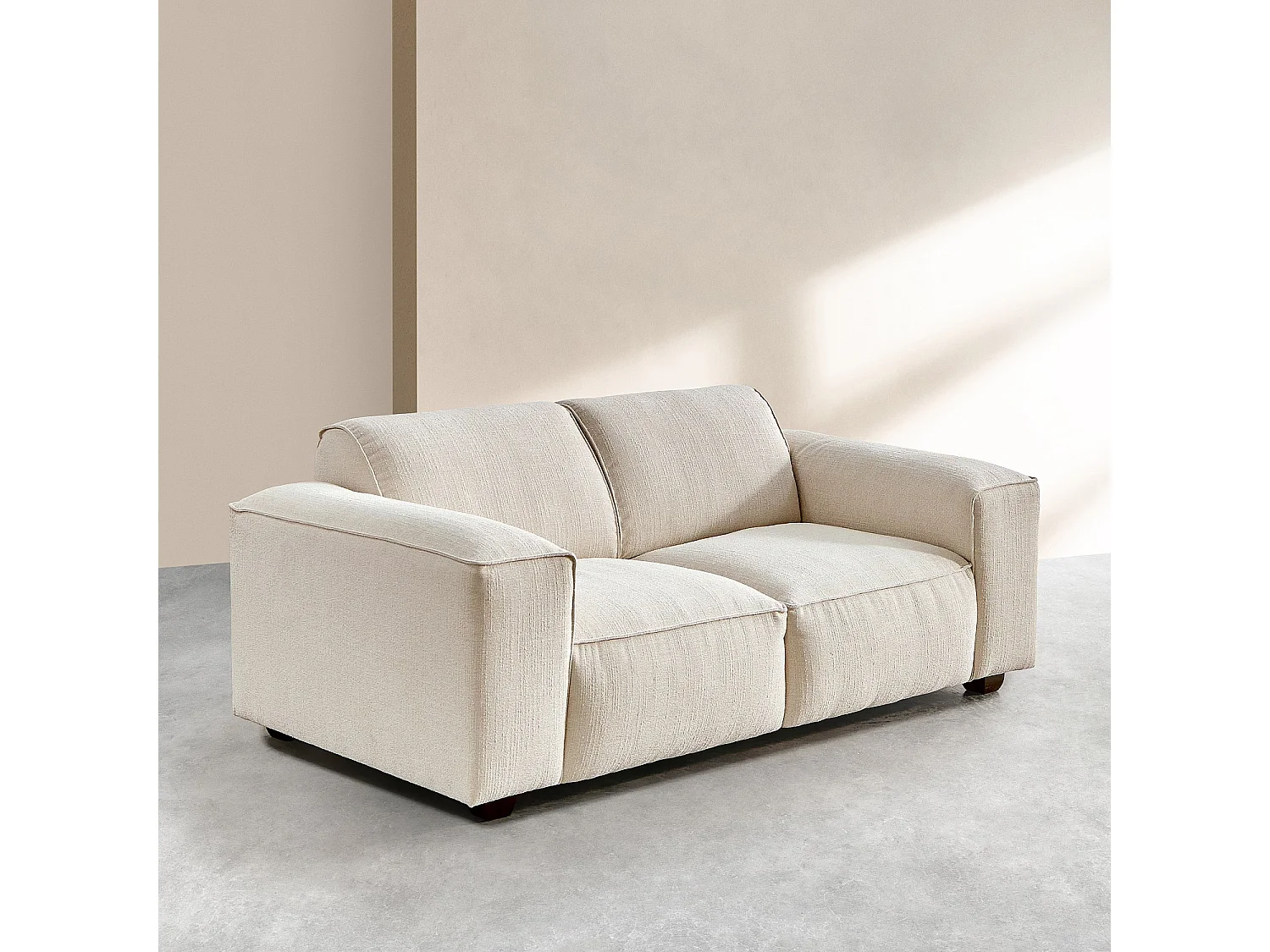 Ensemble de canapés 2 et 3 places en tissu bouclette courte Mira - Ivoire