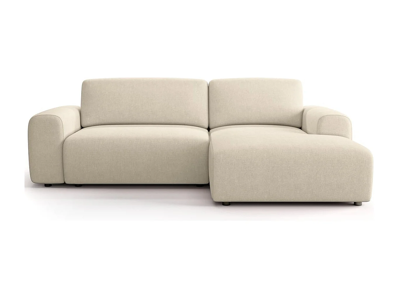 Canapé d'angle réversible convertible 5 places avec coffre de rangement en tissu chenille beige - Luno