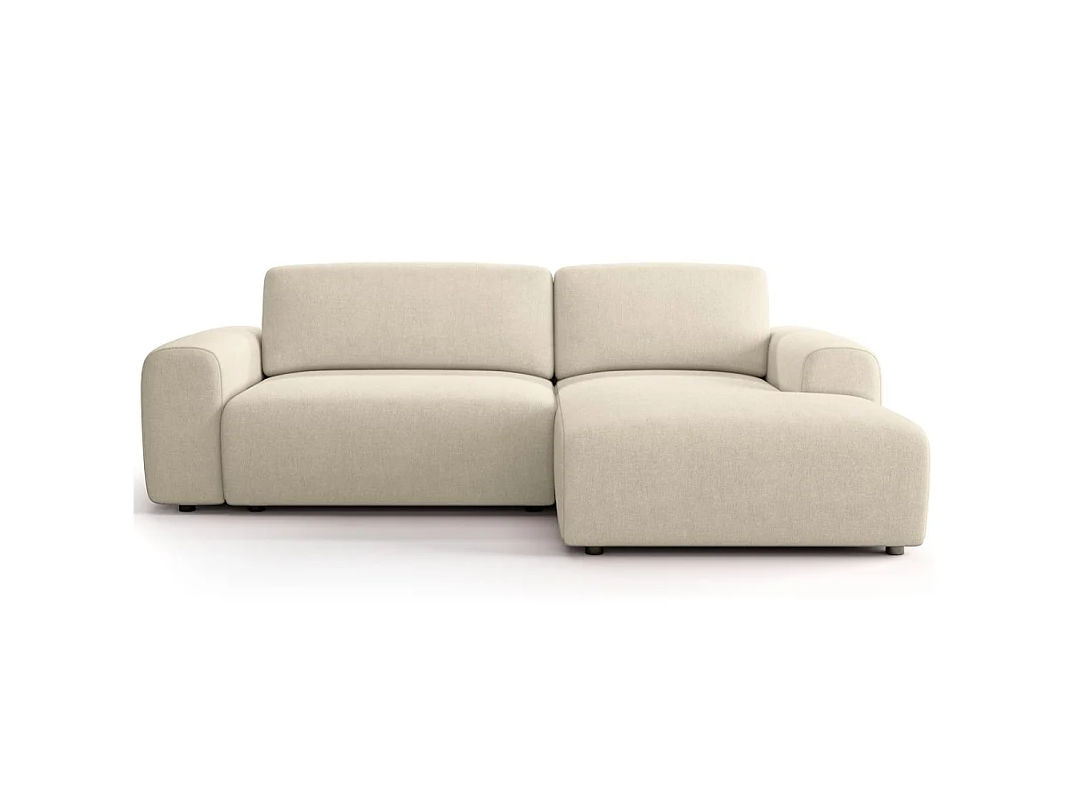 Canapé d'angle convertible 5 places avec coffre en tissu beige
