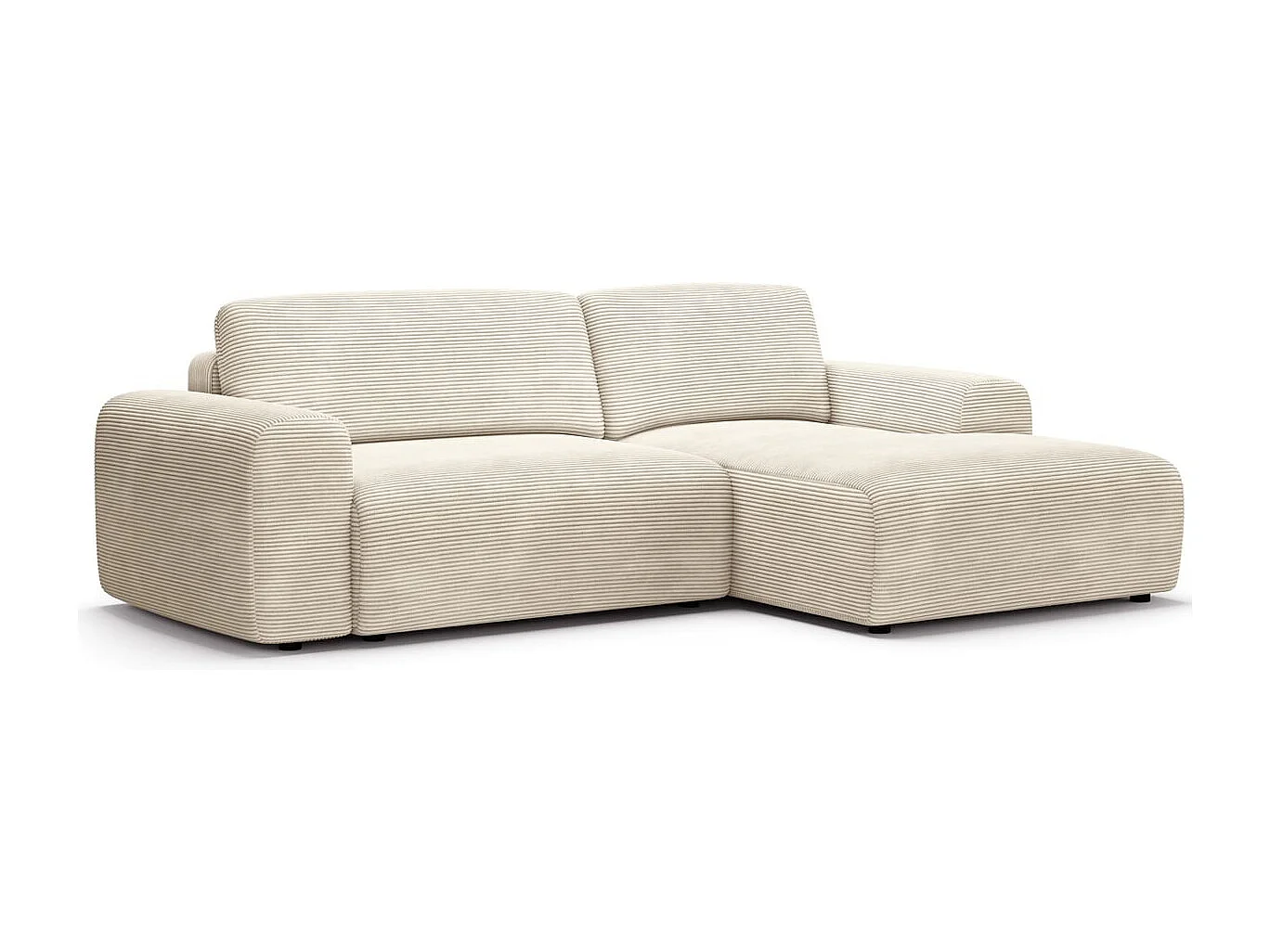 Canapé d'angle réversible convertible 5 places avec coffre de rangement en velours côtelé beige - Luno