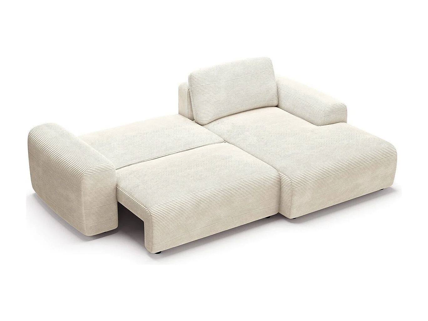 Canapé d'angle réversible convertible 5 places avec coffre de rangement en velours côtelé beige - Luno