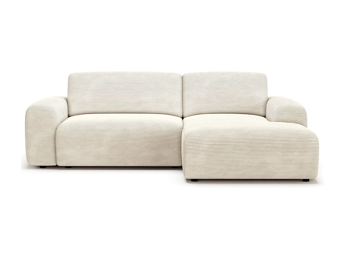 Canapé d'angle réversible convertible 5 places avec coffre de rangement en velours côtelé beige - Luno