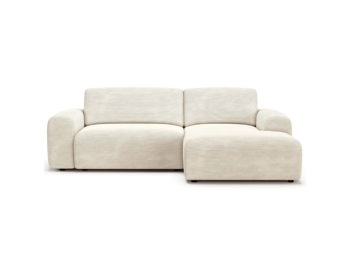 Canapé d'angle convertible 5 places avec coffre en velours beige