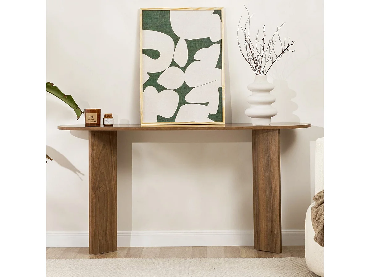 Console ovale effet Noyer 150 cm - Malva