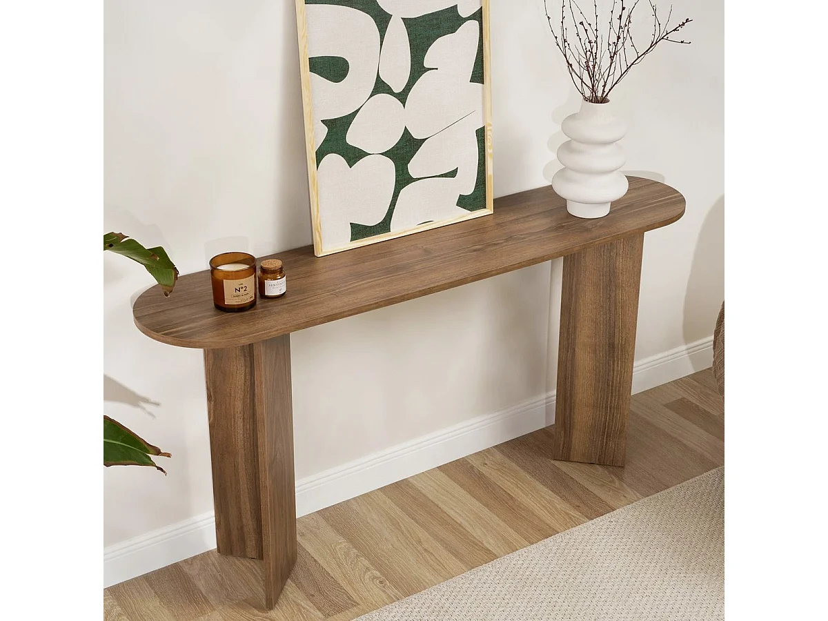 Console ovale effet Noyer 150 cm - Malva