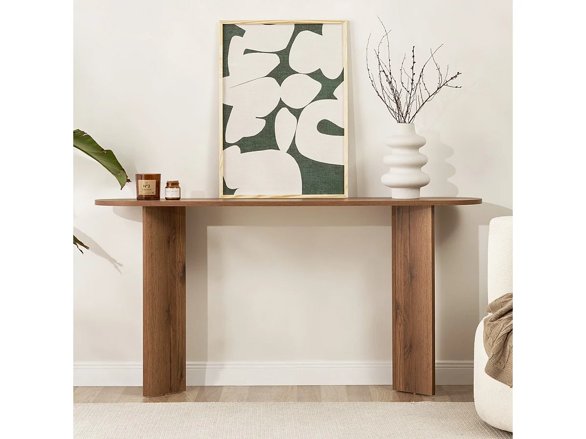 Console ovale effet Noyer foncé 150 cm - Malva