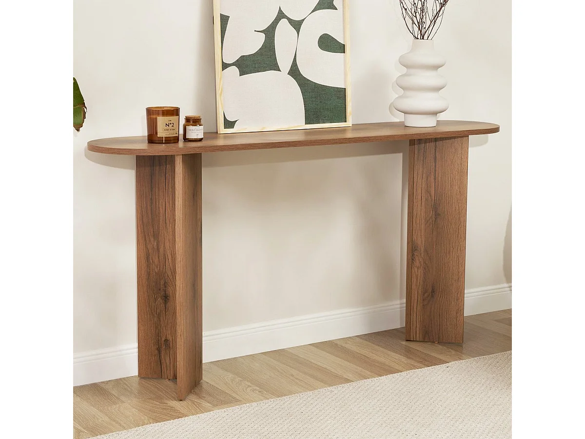 Console ovale effet Noyer foncé 150 cm - Malva