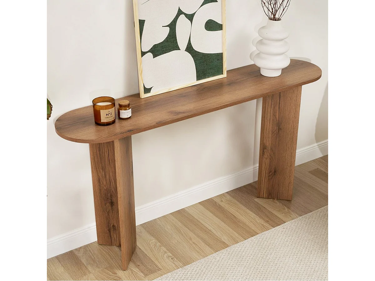 Console ovale effet Noyer foncé 150 cm - Malva