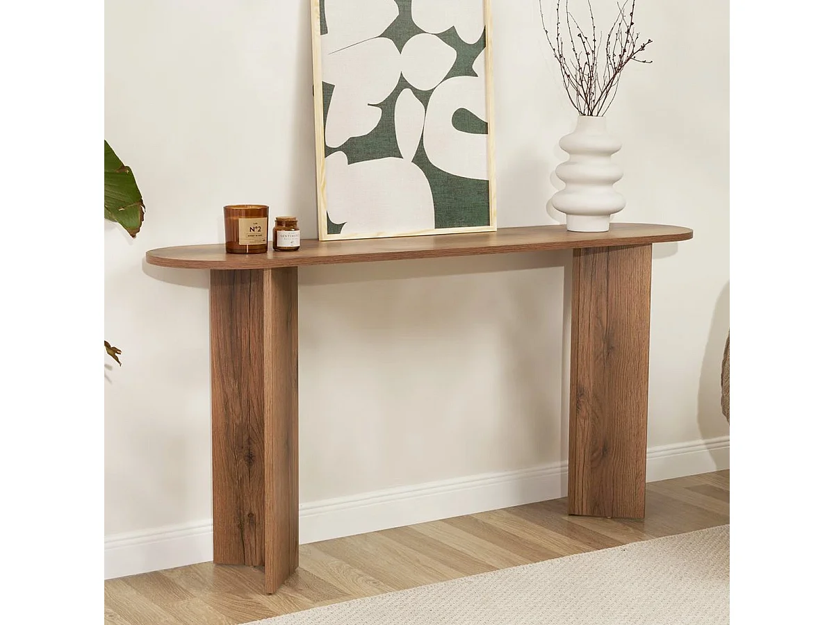 Console ovale effet Noyer foncé 150 cm - Malva