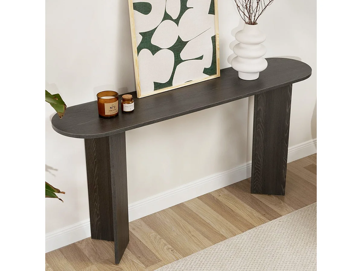 Console ovale effet bois noir 150 cm - Malva