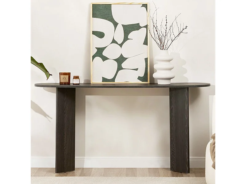 Console ovale effet bois noir 150 cm - Malva