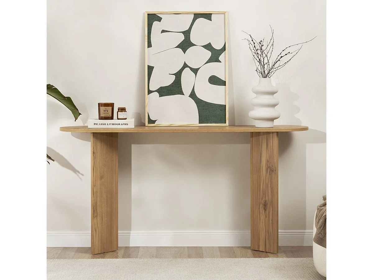 Console ovale effet Chêne foncé 150 cm - Malva