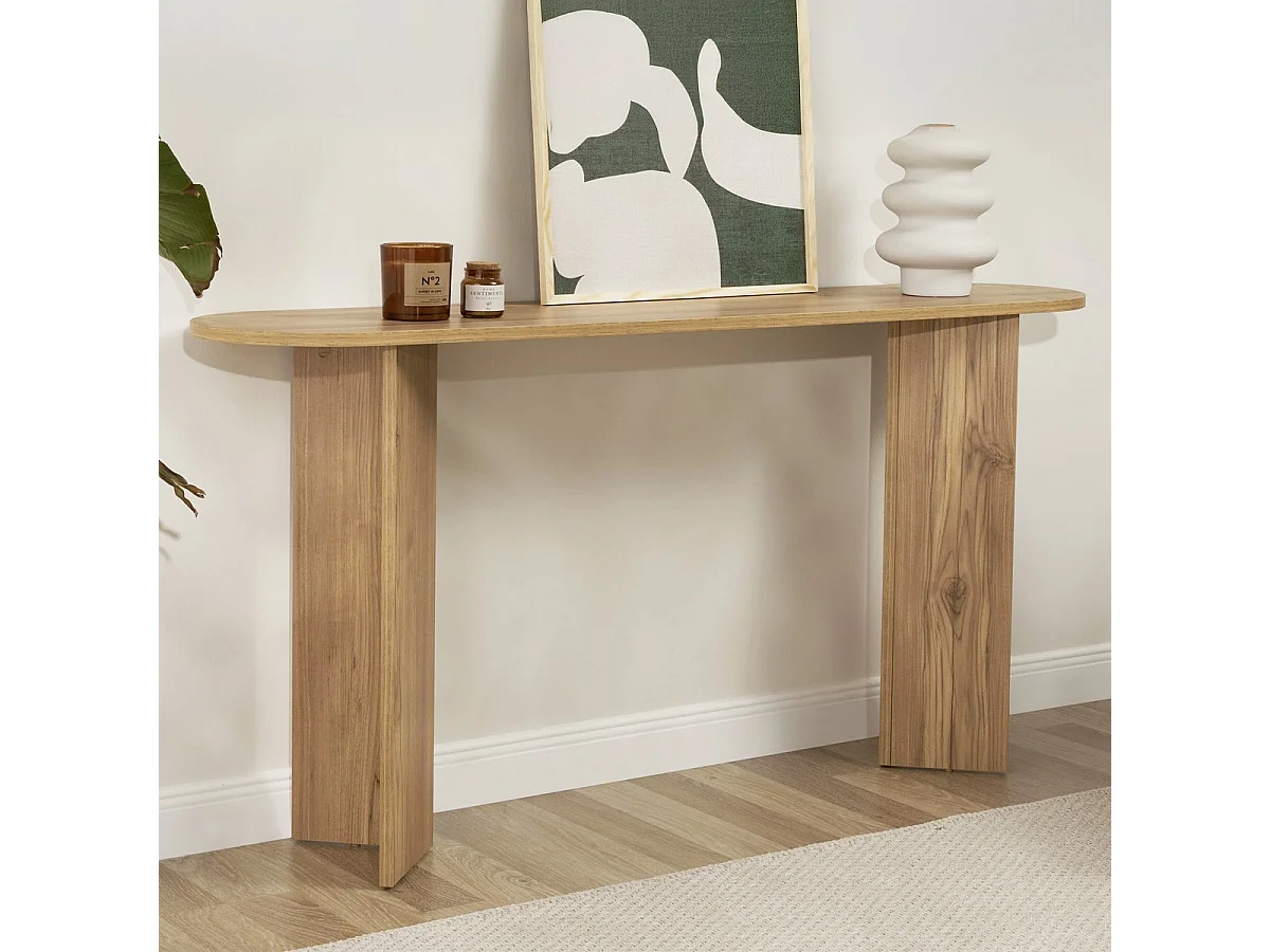 Console ovale effet Chêne foncé 150 cm - Malva
