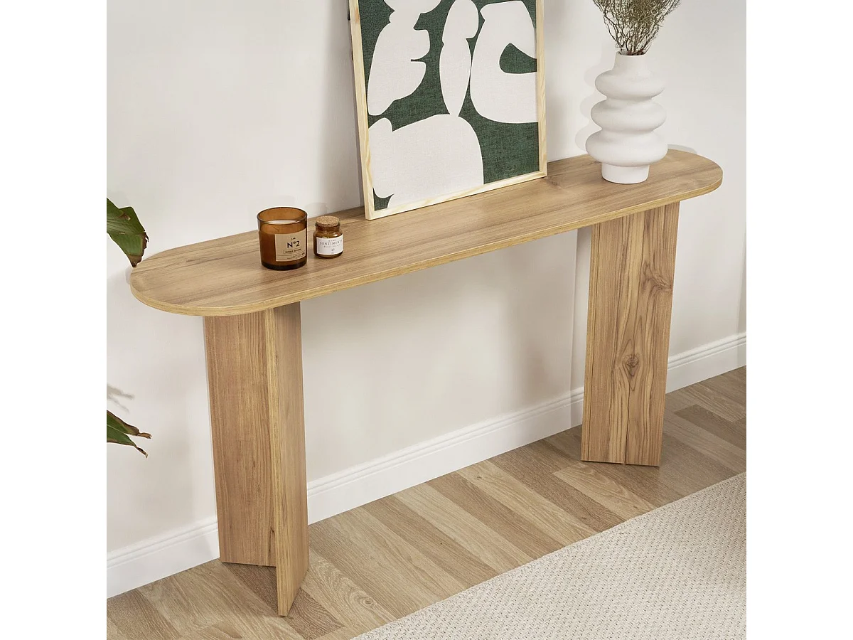 Console ovale effet Chêne foncé 150 cm - Malva