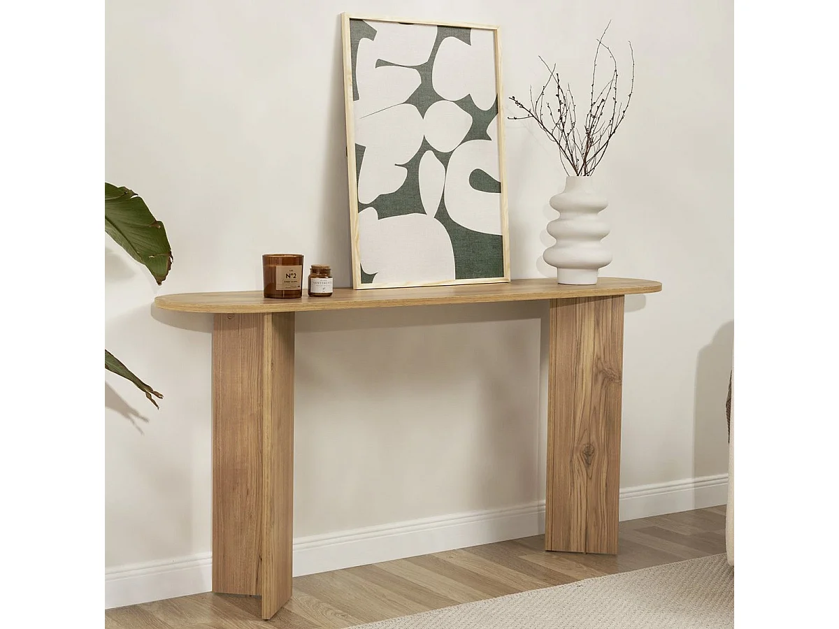 Console ovale effet Chêne foncé 150 cm - Malva