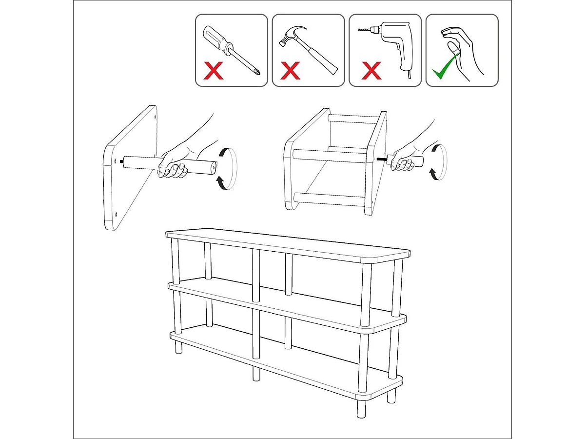 Console en bois 3 niveaux 180 cm - Elina
