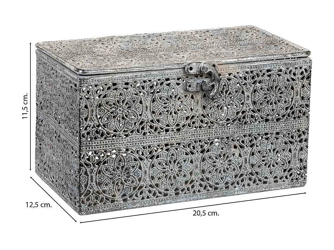 Caja de metal negra 20.5x12.5x11.5h cm