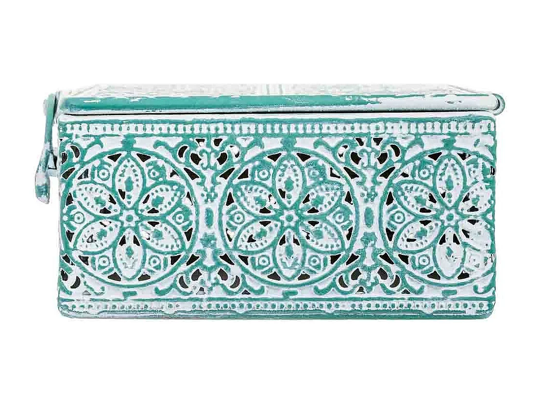 Boîte métallique bleue 12.5x12.5x6h cm (hauteur)