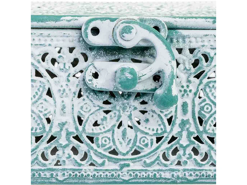 Boîte métallique bleue 12.5x12.5x6h cm (hauteur)